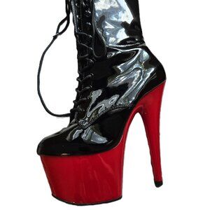 Pleaser Adore 1020 Black-Red Lace-up Shoe NWOT